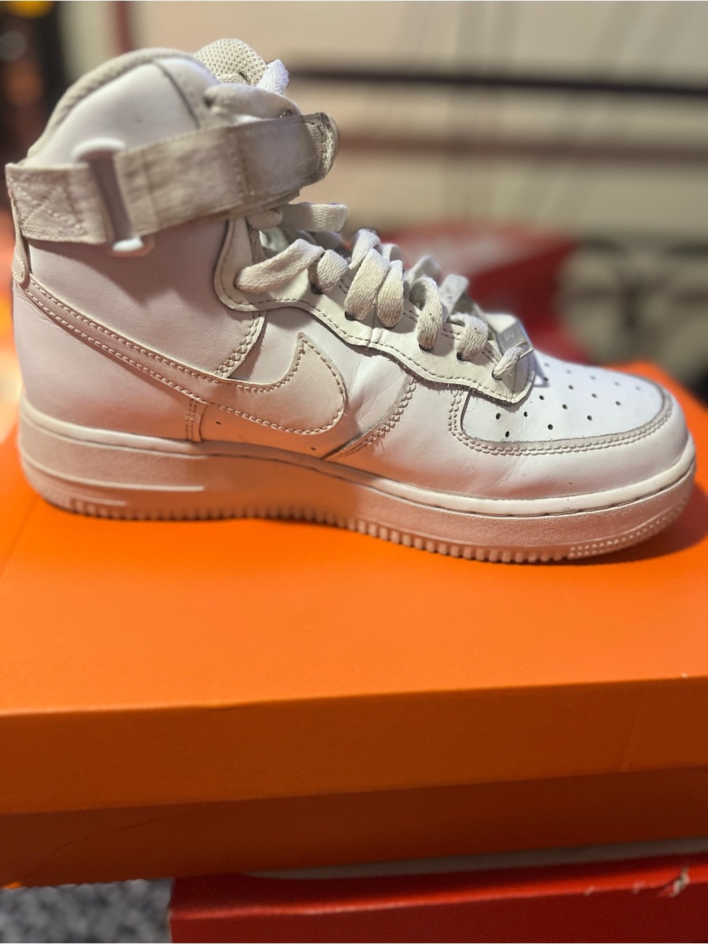 Nike Kids White High-Top Sneakers with Ankle Strap
